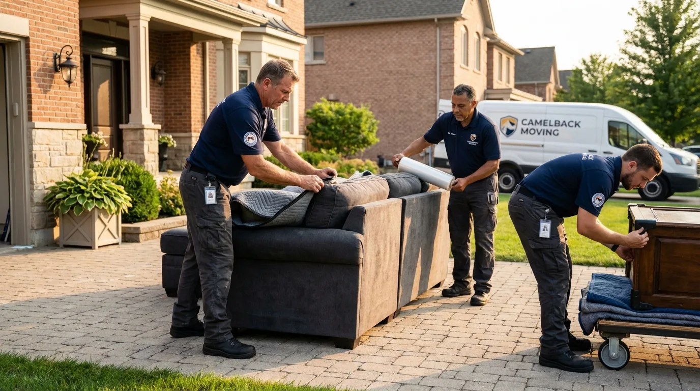 Large estate moving crew wrapping furniture in Boardman, OR
