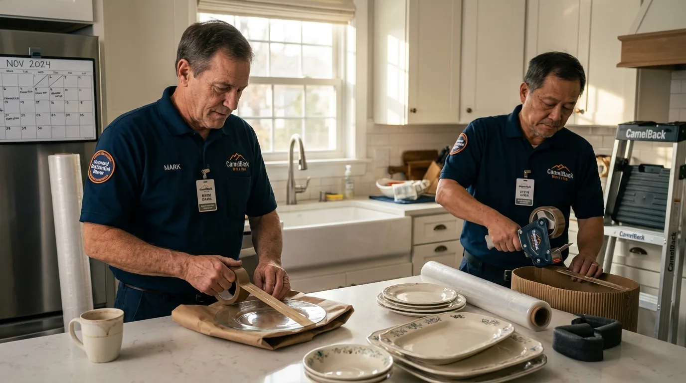 Professional crew packing kitchen dishware in Boardman, OR